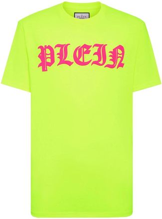 Philipp Plein T-Shirt Ronde Hals Gothic Plein - Heren - T-shirts - Geel - 3XL - Katoen - Tops