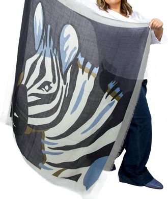 Echo Zebra Wool Scarf In Black Multi