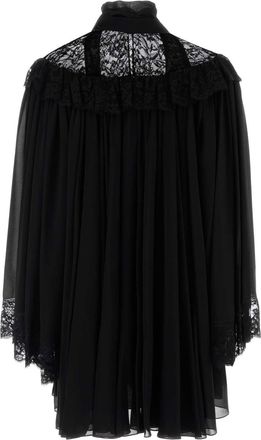 Chlo&eacute; Lace-Trimmed Silk Mini Dress - Black