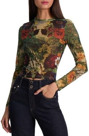 Alice & Olivia Delaina Printed Long Sleeve Mesh Top in Forbidden Forest at Nordstrom Rack, Size Medium