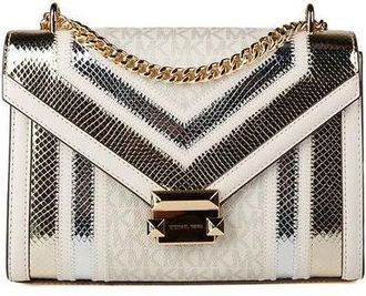 Michael Kors Whitney Medium Flap Chain Shoulder - Dames - Schoudertassen - Wit - ONE Size - Polyester - Tassen