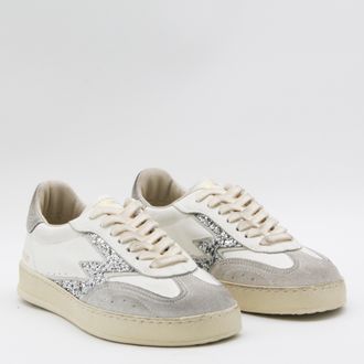Moaconcept Glitter-Panel Leather Sneaker - White