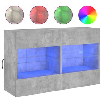 Berkfield Home TV Wall Cabinet with LED Lights Concrete Grey 98.5x30x60.5 cm