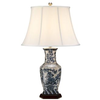Netlighting Blue Hex Chinese Porcelain Table Lamp Floral Patern