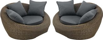 Vente-Unique Poltrona da giardino in Resina intrecciata Naturale scuro - Lotto di 2 - WHITEHEAVEN di MYLIA