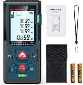 OEM Tel&eacute;metro L&aacute;ser Digital Lm50 De 50 M, Medici&oacute;n De Longitud/&aacute;rea/volumen/teorema De Pit&aacute;goras Con Retroiluminaci&oacute;n Lcd, Ip54