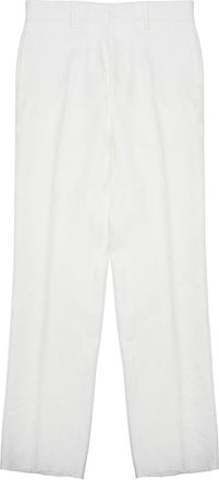 Tagliatore Straight-Leg White Linen Trousers with Classic Waistband