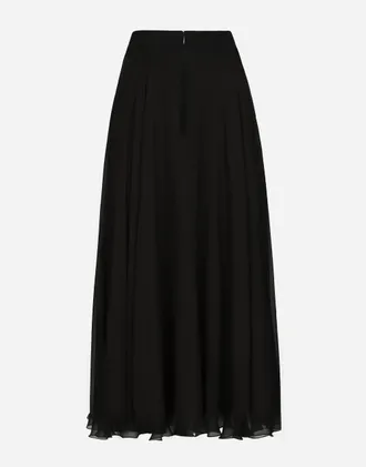 【DOLCE AND GABBANA】BIGセール★LACE ロンゲットスカート ブラックのウィメンズ シルクシフォン ロングスカート