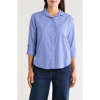 Beach Lunch Lounge Carson Stripe Button-Up Shirt in Hudson River at Nordstrom, Size X-Small
