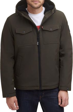 Levi's Soft Shell Faux Shearling Lined Jacket in Olive at Nordstrom Rack, Size Small