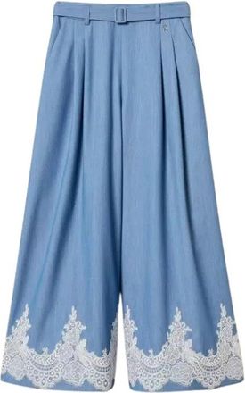 Twinset Actitude Palazzo Broek - Dames - Wijde Broeken - Blauw - XS - Broeken
