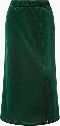 Yumi Womens Green Velvet Midi Pencil Skirt - Size: 10