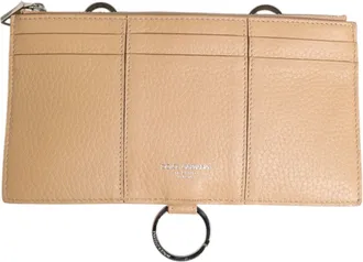 Dolce & Gabbana Mens Beige Calfskin Leather Large Crossbody Card Holder Wallet