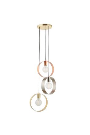 Netlighting Hoop 3 Light Cluster Ceiling Pendant Brushed Brass & Brushed Nickel E27