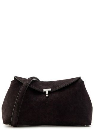 Toteme T-lock Suede Clutch - Dark Brown - One Size