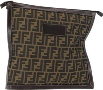 Fendi Pre-owned Canvas Clutch - Dames - Vintage Clutch - Bruin - ONE Size - Vintage