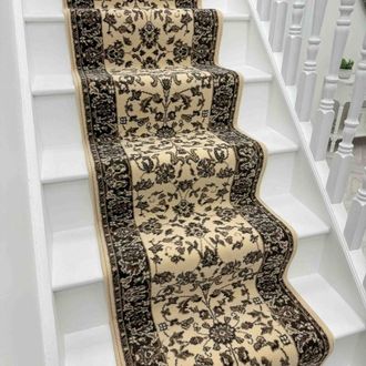 Runrug Stair Runner Carpet for Staircases - Soft & Comfy, 9mm - Traditional in Ivory | Size: 60 cm x 690 cm