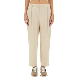 Brunello Cucinelli Pantalones con pinzas delanteras - Trousers - Mujer - Beige - S