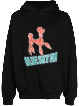 Blue Sky Inn logo-print cotton hoodie - men - Cotton - M - Black