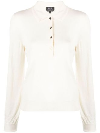 A.P.C. knitted polo top - White