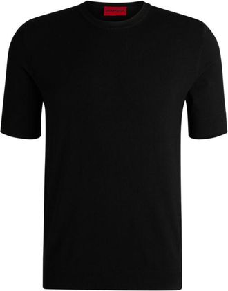 HUGO BOSS Regular-fit knitted sweater with short sleeves
