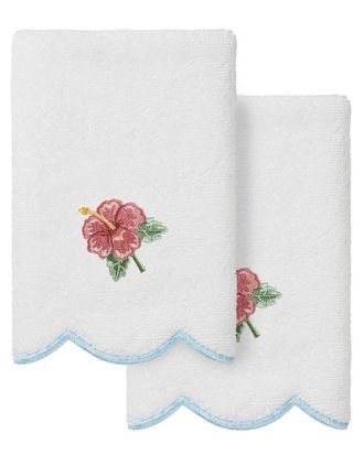 Linum Home Textiles 100% Turkish Cotton Maui Scallop 2Pc Embellished Fingertip Towel Set