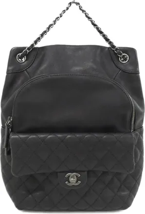 Chanel Black Leather Backpack (Pre-Owned)