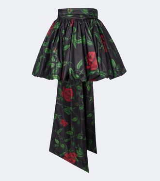 Blumarine Minifalda de tafet&aacute;n floral con lazo