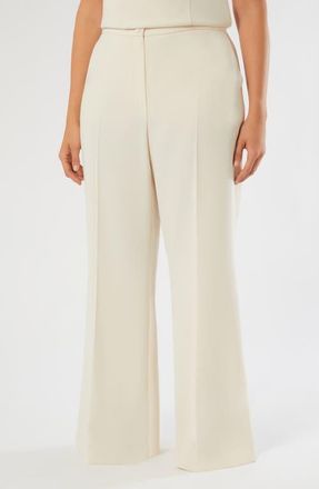 Marina Rinaldi Wide Leg Cady Pants in Light Yellow at Nordstrom, Size 16W