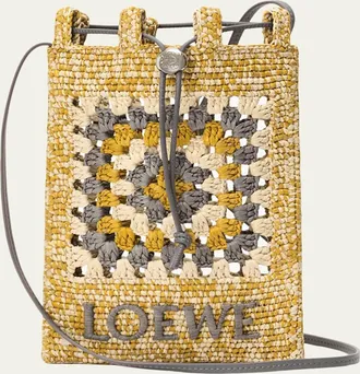 Loewe x Paulas Ibiza Crochet Raffia Pocket Crossbody Bag