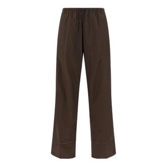 Yves Salomon Poplin Trousers - female - Yves Salomon - Wide Trousers - Brown - XS - Trousers