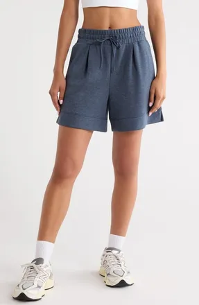 Zella Soft Luxe High Waist Knit Shorts in Navy Armada Heather at Nordstrom, Size X-Small