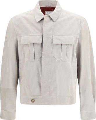 Brunello Cucinelli Beige Leather Leather Mens Jacket