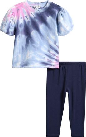 Splendid Tie Dye Puff Sleeve Fleece Sweatshirt & Leggings Set in Blooming Tie Dye at Nordstrom, Size 18-24M