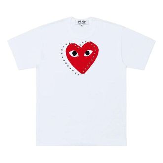 Comme Des Gar&ccedil;ons SS25 Heart Stud T-Shirt White AX-T803-051-1