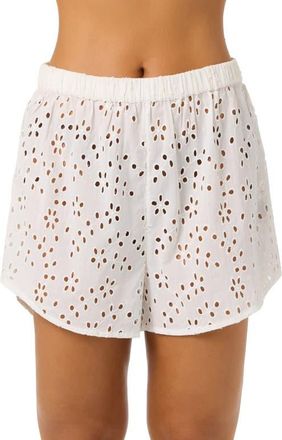 O'Neill Pam Cotton Eyelet Cover-Up Shorts in White at Nordstrom, Size Xx-Large