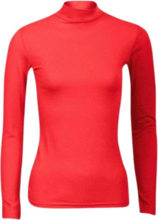 Generic Ladies Polo Roll Neck Long Sleeve Turtle Neck Plain Jumpers for Women Top 8-20 (UK, Numeric, 14, Regular, Regular, Red)