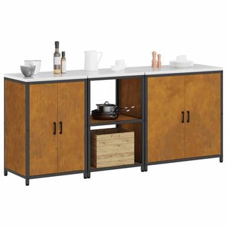 Berkfield Home Modern with Shelf Other with Storage with Door 3 pcs Rusty Weathe in Brown