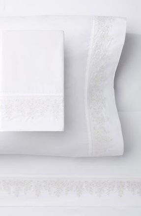 Melange Home Percale Cotton Babys Breath Embroidery Sheet Set - Queen in White at Nordstrom Rack, Size King