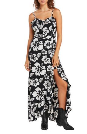 Volcom x Coco Ho Floral Maxi Dress in Black White at Nordstrom, Size Medium