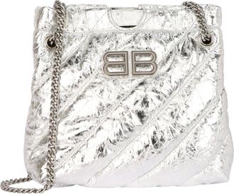 Balenciaga Xs Metallized Quilted Crush Leather Tote