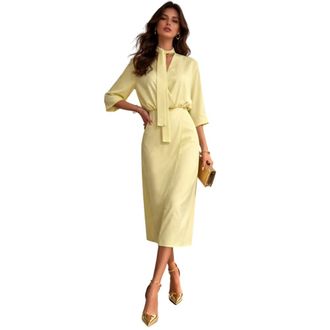 Simona Corsellini Wrap Dresses, female, Yellow, Size: XS Midi Wrap Dress