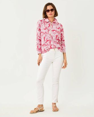Lilly Pulitzer Eleni Pullover Top In Paradise Punch Thar She Blows