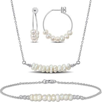 Delmar Cultured Pearl Beaded Earrings, Bracelet & Necklace Set in White at Nordstrom Rack