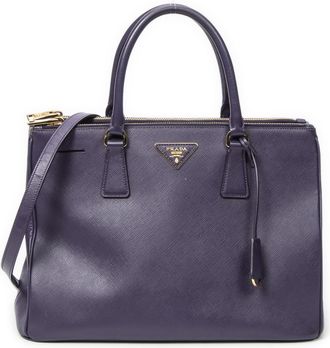 Prada Pre-owned Womens Medium Galleria Double Zip Tote Shoulder Bag - Purple - One Size