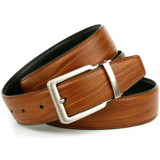 Anthoni Crown Lederg&uuml;rtel ANTHONI CROWN, Herren, Gr. 85, schwarz (cognac, schwarz), Leder, unifarben, G&uuml;rtel Lederg&uuml;rtel, Wendeg&uuml;rtel in cognac und schwarz, Schlies