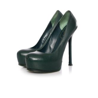 Saint Laurent Yves Saint Laurent, groene leren Tribtoo platformpumps