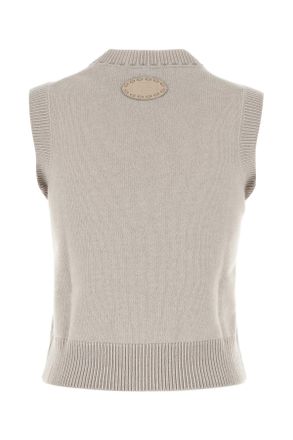 Fendi Womens Cappuccino Cashmere Vest Grey Exterior: Maglieria