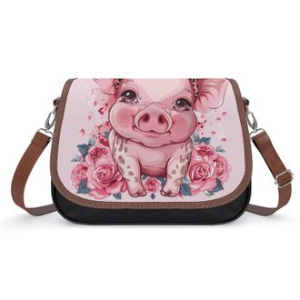 Generic Pigs With Leopard Headband Flower Crossbody Bags for Women Shoulder Messenger Bag Purse Handbags