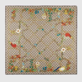 Gucci Printed Silk Twill Carr&eacute;, Beige, Silk